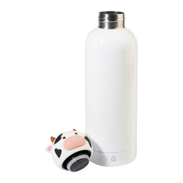 Kinderbeker dubbelwandig Dieren | Gerecycled RVS | 500 ml | Schoolbeker | Koe | Wit-Zwart Kinderbeker dubbelwandig Dieren | Gerecycled RVS | 500 ml | Schoolbeker | Koe | Wit-Zwart
