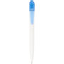 Thalaasa balpen van ocean bound plastic (zwarte inkt) - Transparant blauw/Wit