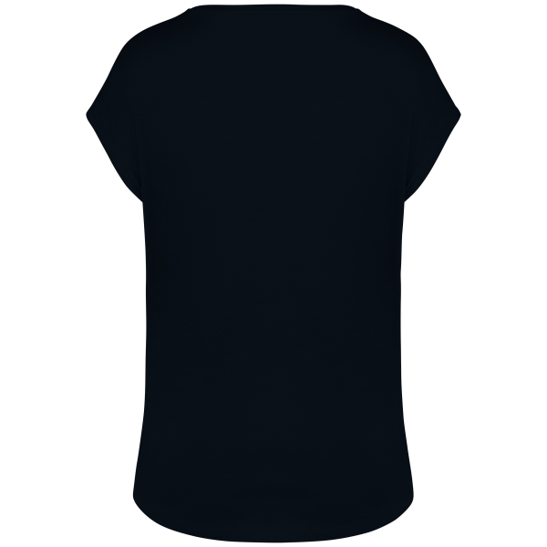 Ecologisch baggy dames T-shirt V-hals Black L Ecologisch baggy dames T-shirt V-hals Black L