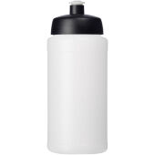 Baseline® Plus grip 500 ml sportfles met sportdeksel - Transparent/Zwart