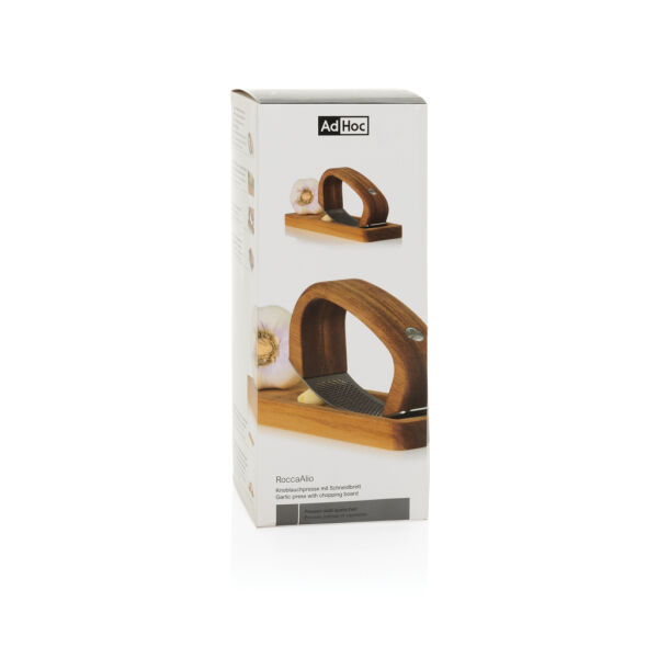 AdHoc RoccaAlio Knoflookpers met snijplank, bruin AdHoc RoccaAlio Knoflookpers met snijplank, bruin
