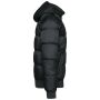 Uniseks donsjas met capuchon in gerecycled ripstop black XS