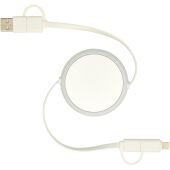 Alasia 5-in-1 100 cm intrekbare datasynchronisatie- en 45 W snellaadkabel van gerecycled plastic en aluminium - Zilver