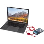 Alasia 5-in-1 150 cm datasynchronisatie- en 27 W snellaadkabel van gerecycled aluminium en plastic - Rood