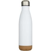 Cove 500 ml dubbelwandige vacuüm geïsoleerde roestvrijstalen waterfles met kurkdetails - Wit