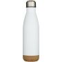 Cove 500 ml dubbelwandige vacuüm geïsoleerde roestvrijstalen waterfles met kurkdetails - Wit