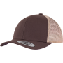 Tweekleurige Retro Truckerpet BROWN / KHAKI One Size