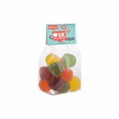 Blokzakje met kopkaartje en 150 gram snoep, Transparant/Wit, Gomballen