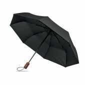 RAYNA FOLD - 21" auto paraplu houten greep - Zwart