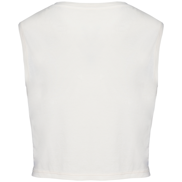 Ecologisch cropped mouwloos dames-T-shirt Washed Ivory XS Ecologisch cropped mouwloos dames-T-shirt Washed Ivory XS