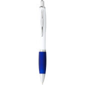 Nash balpen met witte houder en gekleurde grip (blauwe inkt) - Wit/Koningsblauw