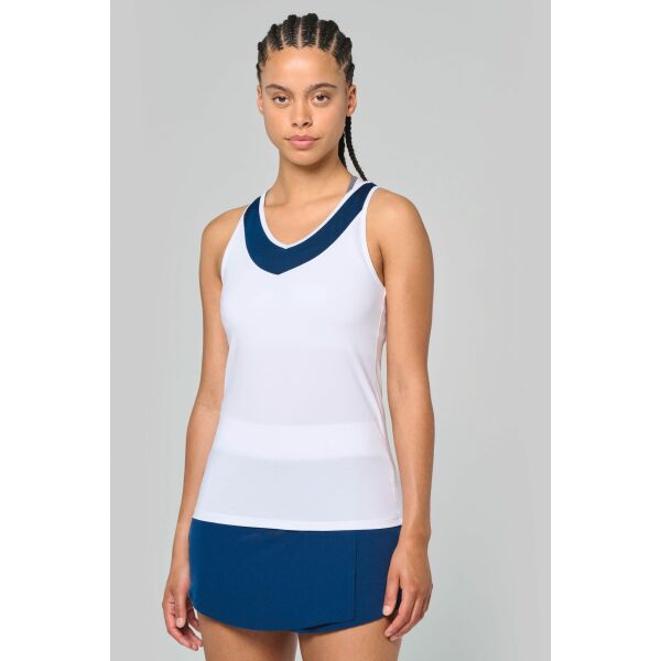 Zweifarbiges Padel-Damentop White / Sporty Navy XS Zweifarbiges Padel-Damentop White / Sporty Navy XS