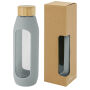 Tidan fles van 600 ml in borosilicaatglas met siliconen grip - Grijs