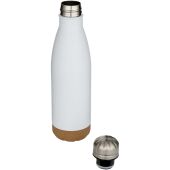 Cove 500 ml dubbelwandige vacuüm geïsoleerde roestvrijstalen waterfles met kurkdetails - Wit