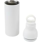 Illuminate 650 ml RCS gerecyclede dubbelwandige roestvrijstalen waterfles met 3-delige dekselset - Wit