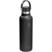 Hydro Flask Standard Mouth 621 ml geïsoleerde roestvrijstalen waterfles met rietje-dop - Zwart