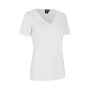 Interlock T-shirt | v-hals | dames - Wit, S