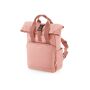 RECYCLED MINI TWIN HANDLE ROLL-TOP LAPTOP BACKPACK, BLUSH PINK, One size, BAG BASE