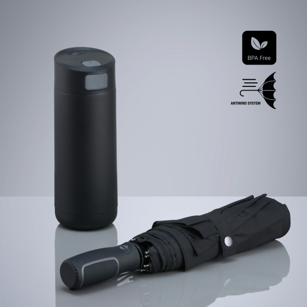 Dynamic Set: koffiemok 450 ml en automatische paraplu Dynamic Set: koffiemok 450 ml en automatische paraplu
