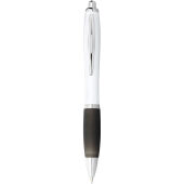 Nash balpen met witte houder en gekleurde grip (blauwe inkt) - Wit/Zwart