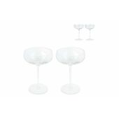 Byon Opacity set van 2 champagneglazen met stijlvol glas patroon 300ml - Transparant