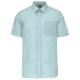 Overhemd in onderhoudsvriendelijk polykatoen-popeline korte mouwen heren Ice Mint XS