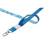 Isla 1-meter RPET sublimatie lanyard met safety breakaway sluiting - Lichtblauw/Wit/Wit