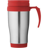 Sanibel 400 ml geïsoleerde thermosbeker - Zilver/Rood