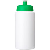 Baseline® Plus grip 500 ml sportfles met sportdeksel - Wit/Groen