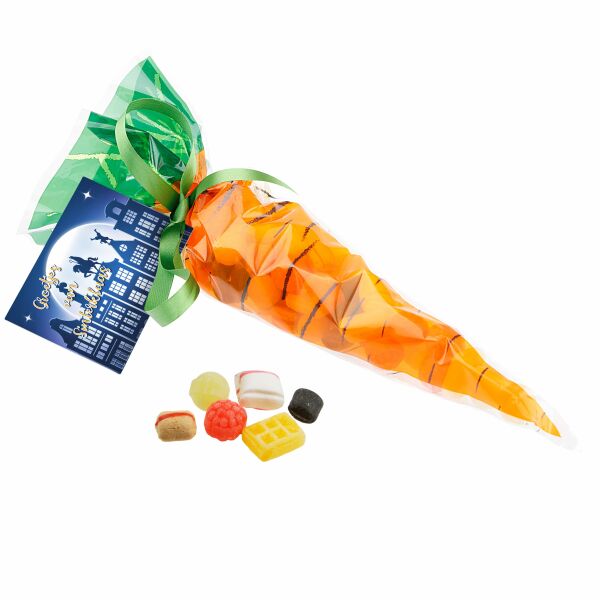 Wortel puntzak gevuld met snoep, Transparant, Oud Hollandse mix Wortel puntzak gevuld met snoep, Transparant, Oud Hollandse mix