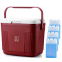 Brisby Koelbox - Frigobox - 22L - Rood - Tot maximaal 40 uur isolatie - Incl. 4 dikke koelelementen van 450ml - Temperatuur veilige sluiting - Nieuw ontwerp met koelelementen vergrendeld in deksel