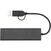 Rise USB 2.0 hub van RCS gerecycled aluminium - Zwart
