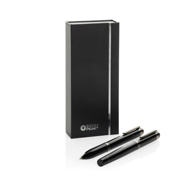 Swiss peak OSLO recycled stainless steel deluxe pen set, zwart Swiss peak OSLO recycled stainless steel deluxe pen set, zwart