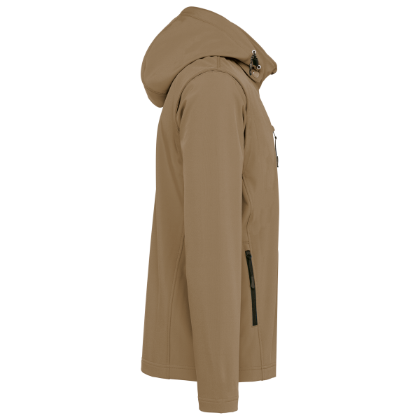 3-laags uniseks softshelljas met afneembare capuchon en mouwen Camel 5XL 3-laags uniseks softshelljas met afneembare capuchon en mouwen Camel 5XL