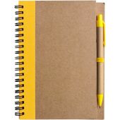 Notitieboek Stella | Gerecycled karton | Gelinieerd | Balpen geel