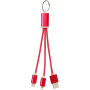 Metalen 3-in-1 oplaadkabel met sleutelhanger - Rood