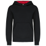 Kinder Sweater met gecontrasteerde capuchon Black / Red 8/10 jaar Kinder Sweater met gecontrasteerde capuchon Black / Red 8/10 jaar