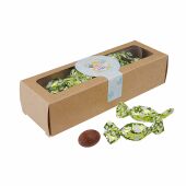 Kraftdoosje met venster, Bruin, Double twist paaseitjes