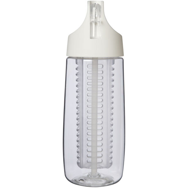 HydroFruit 700 ml recycled plastic sport bottle with flip lid and infuser - Transparent white