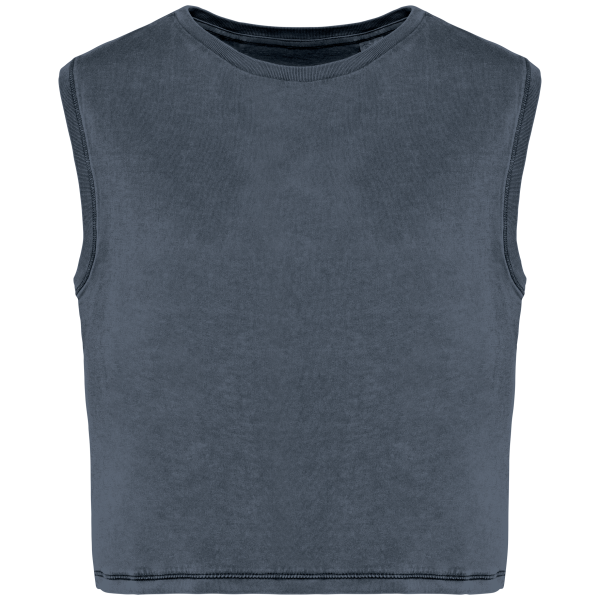 Ecologisch cropped mouwloos dames-T-shirt Washed Mineral Grey XS Ecologisch cropped mouwloos dames-T-shirt Washed Mineral Grey XS