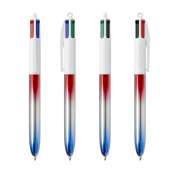 BIC® 4 Colours® Flags Collection + lanyard 4 C. Flags Collection BP LP Red/Silver/Blue_UP&RI white