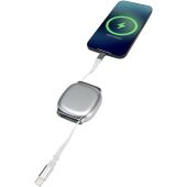 Alphard 100W oplaadkabel van gerecycled plastic met uitschuifbare kabel, CarPlay en PD-oplaadfunctie - Zilver