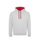 VARSITY HOODIE, HEATHER GREY/FIRE RED, XXL, JUST HOODS