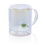 Deluxe dubbelwandige glazen mok met regenboog finish, transparant