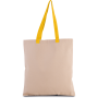 Platte shopper van canvas met contrasterend hengsel Natural / Yellow One Size Platte shopper van canvas met contrasterend hengsel Natural / Yellow One Size