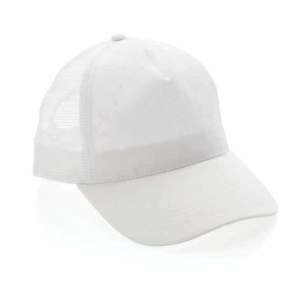 Impact AWARE™ 5 panel recycled katoenen truckercap, wit Impact AWARE™ 5 panel recycled katoenen truckercap, wit