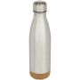 Cove 500 ml dubbelwandige vacuüm geïsoleerde roestvrijstalen waterfles met kurkdetails - Mat zilver