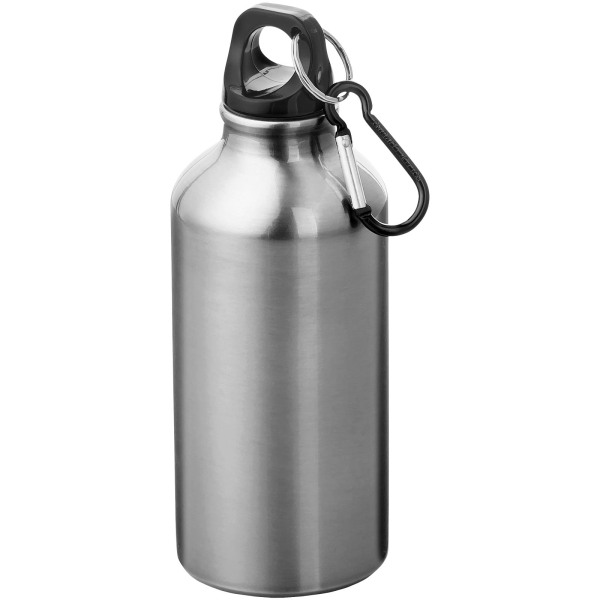 Oregon 400 ml RCS certified recycled aluminium water bottle with carabiner - Silver