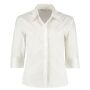 Ladies 3/4 Sleeve Tailored Continental Shirt, White, 22, Kustom Kit