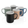 Keramische mok met witte rand 300 ml., grijs, wit